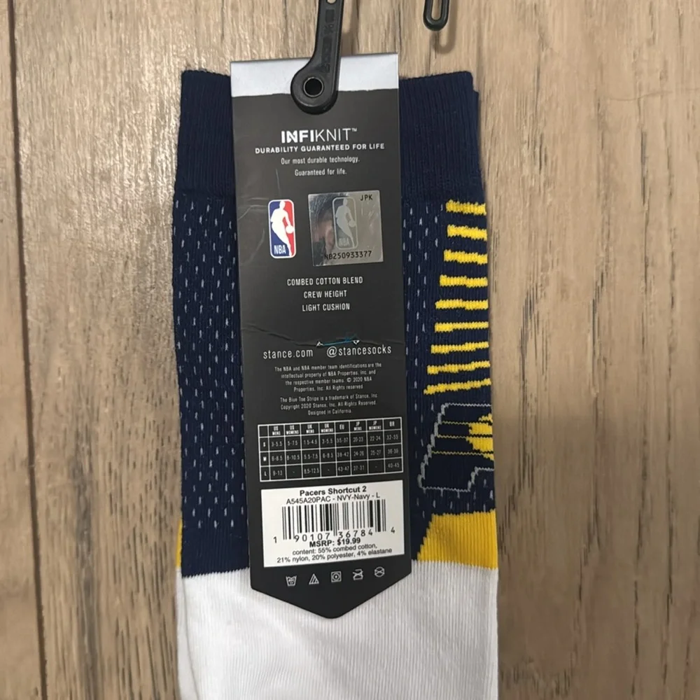NWT Stance Indiana Pacers NBA Basketball Socks Men’s Large (9-13)